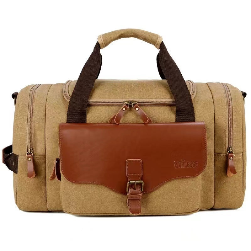 Multi-Compartment Leather Accent Duffle Bag