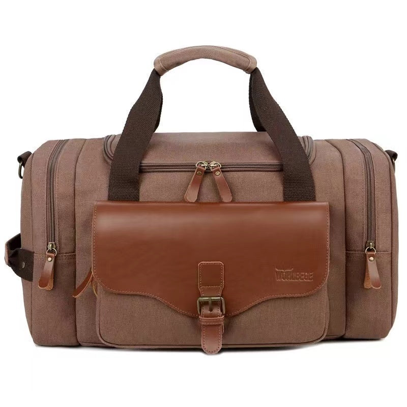 Multi-Compartment Leather Accent Duffle Bag